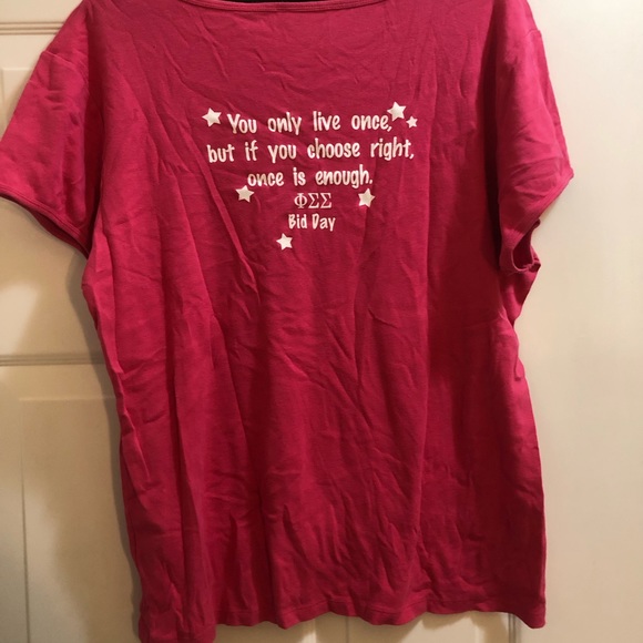 Phi Sigma Sigma pink size 2xl white “Phi Sig” bid day and quote - Picture 3 of 4